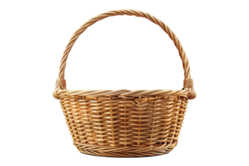 Empty wicker basket isolated on transparent background
