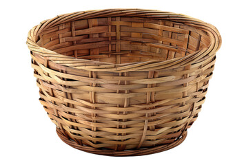 Empty wicker basket isolated on transparent background