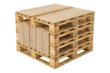Euro pallet cardboard boxes isolated on transparent background