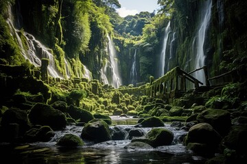 Lombok, West Nusa Tenggara, The Waterfalls Like Tiu Kelep and Sendang Gile., generative IA