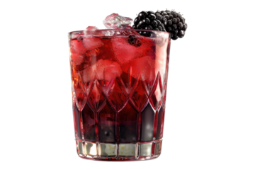 Extreme front view of blackberry bramble isolated on transparent background