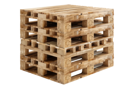 Euro pallet cardboard boxes isolated on transparent background