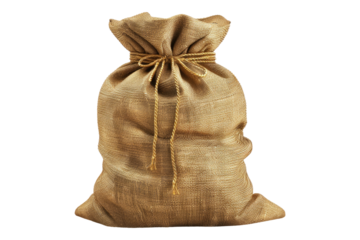 Full bag of gold isolated on transparent background
