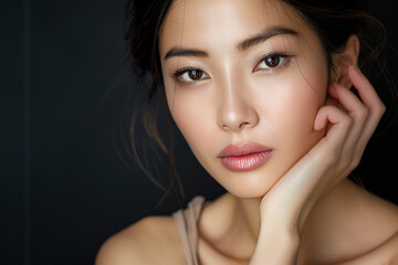 Obraz premium A photo of a beautiful Asian woman beauty model's studio shot portrait