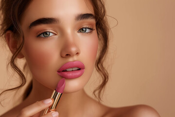 A beautiful beauty model's studio commercial photo