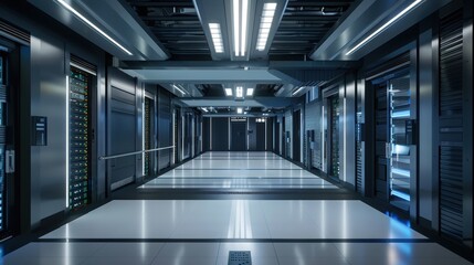 Fototapeta premium 3D visualization of data recovery center, emergency data protection, high-tech facility