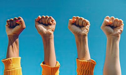 African American people raised fists on Juneteenth and African Liberation Day for Black Lives Matter.