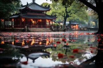 Hanoi, Vietnam, the Ngoc Son Temple (NGOC Son Temple), located on an island on the lake., generative IA