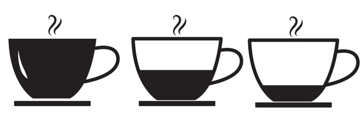 set of coffee icons, such as tea, drinks, cocoa, cup, cafe