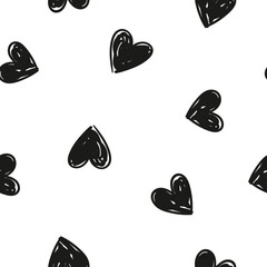 Heart pattern vector. Hand drawn background seamless