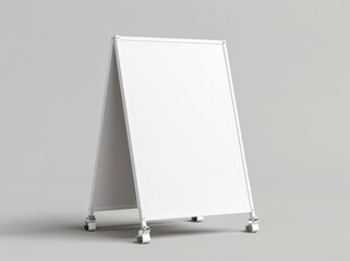 An isometric mockup of a white blank signboard with 3D rendering