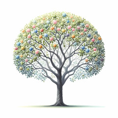 watercolor painting of ornamental flower tree on white background