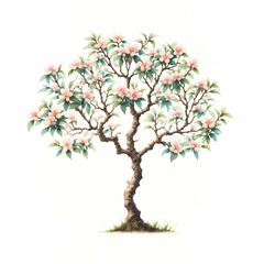 Obraz premium watercolor painting of ornamental flower tree on white background
