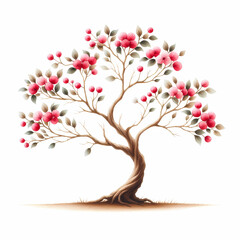 Obraz premium watercolor painting of ornamental flower tree on white background