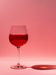 Burgundy Summer Drink on a pink Background with Sunlight and Shadows