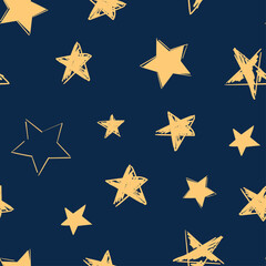 seamless pattern with stars. hand drawn background, texture with decor elements vector