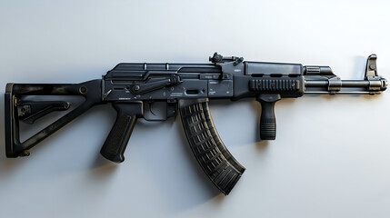 Modern Tactical Assault Rifle on Blue Background