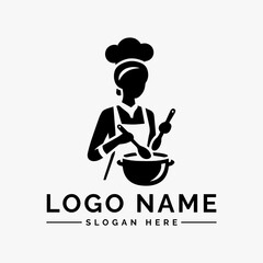 woman cooking vector logo