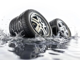 car tire on the snow