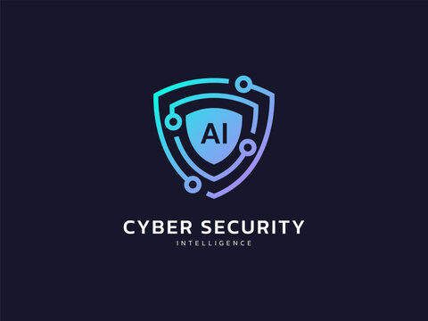 Cyber Security ai intelligence protection shield with circuit board lines cyber security and protection logo vector design concept. Artificial intelligence Protection Guard for big data, robot, ui.