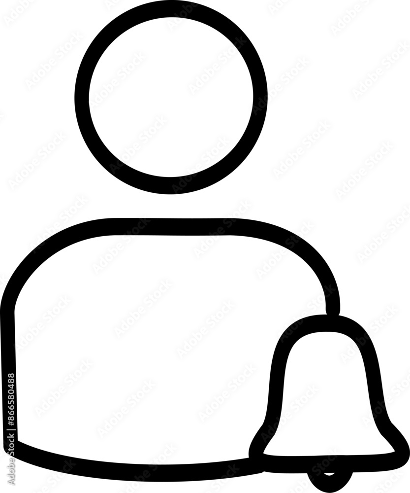 Poster notification user line icon, person and bell symbol. replaceble vector design.