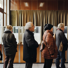 people in a polling station