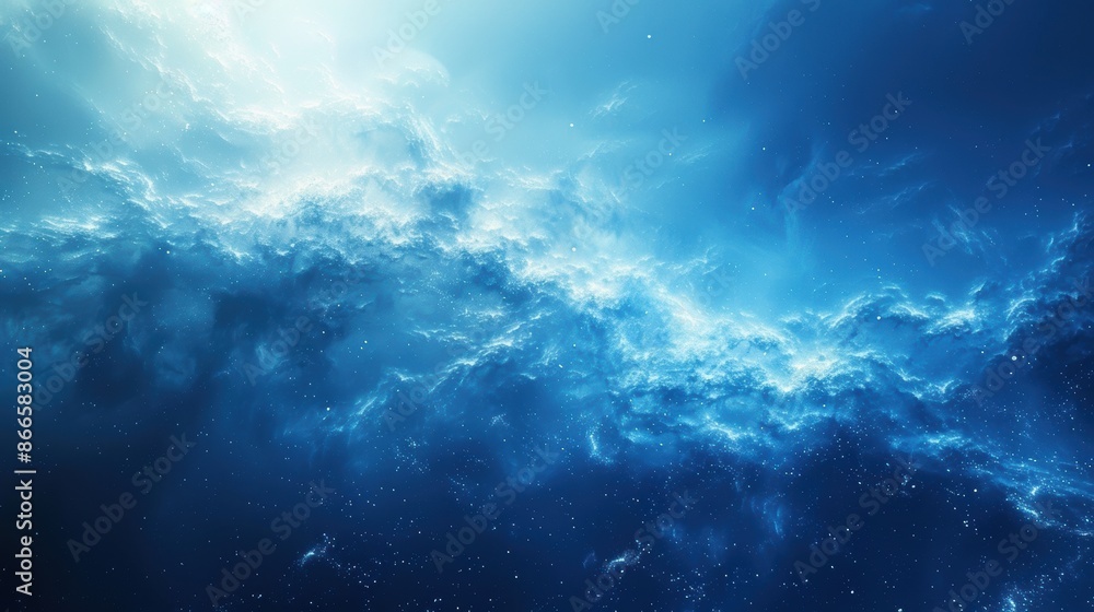 Poster a background with a gradient from light to dark, with the lightest point being a blank blue space.