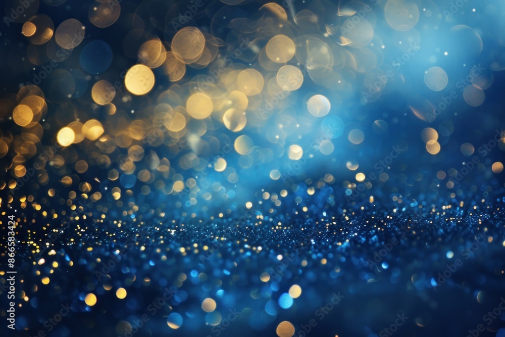 Poster gorgeous abstract sparkling blue bokeh background with defocused circle of light and glitter texture