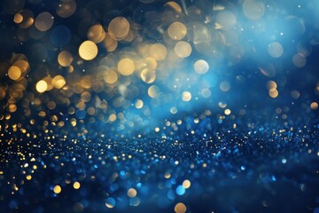 Gorgeous abstract sparkling blue bokeh background with defocused circle of light and glitter texture for festive celebration and holiday wallpaper design