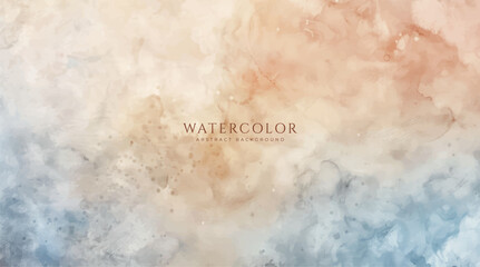 Abstract horizontal watercolor background. Neutral light colored empty space background illustration