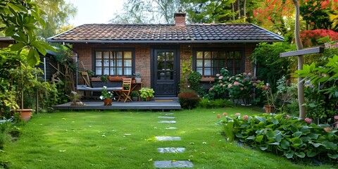 Accessory Dwelling Unit (ADU) A Small Home with Garden. Concept Gardening Supplies, Tiny Home Living, Sustainable Housing, Small Space Design, Backyard Retreats