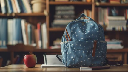 The blue polka dot backpack