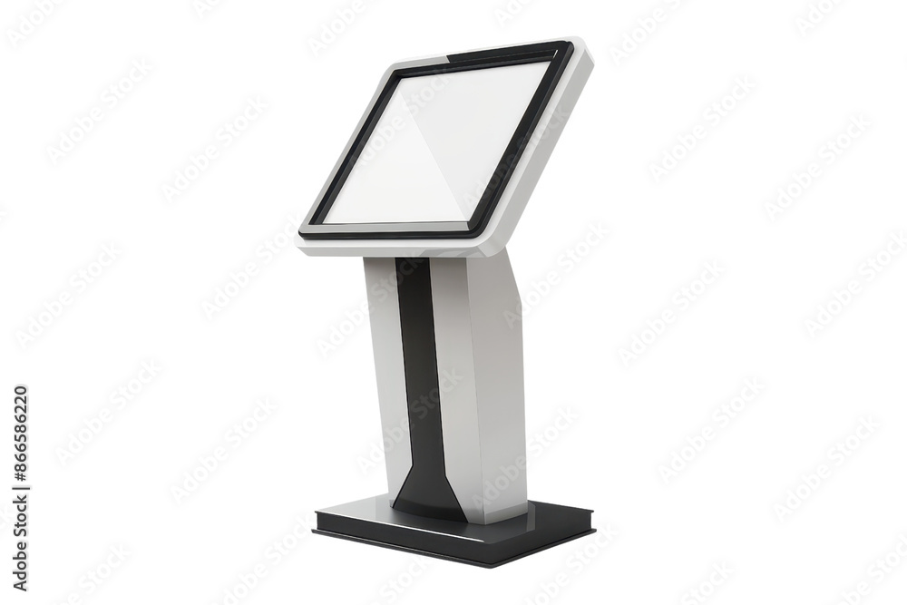 Poster modern self-service touchscreen kiosk for business or information display. sleek design with user-fr