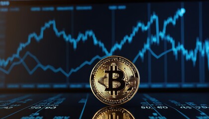 Bitcoin Cryptocurrency Bitcoin coin growth chart on the exchange chart
