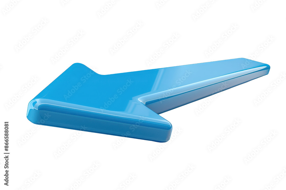 Poster 3d illustration of a blue arrow pointing to the left. isolated on a transparent background. perfect 