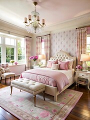 Modern Minimalist Girly Bedroom Interior Design