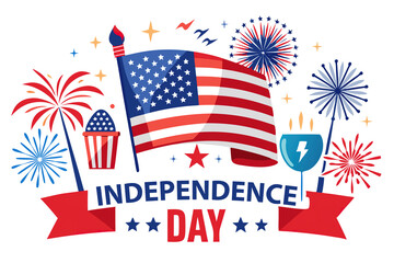 Obraz premium Celebrate freedom with a patriotic Independence Day illustration, Vibrant Independence Day graphic showcasing national pride and celebration, Colorful art depicting the spirit of Independence Day 