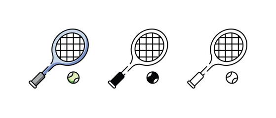 Tennis icons vector set stock illustration