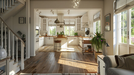 Interior of a modest American suburban house