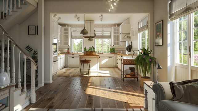 Interior of a modest American suburban house