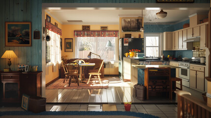 Interior of a modest American suburban house