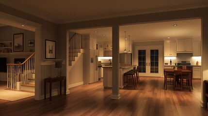 Interior of a modest American suburban house