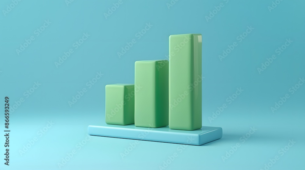 Wall mural 3d bar graph on blue background symbolizes growth, data analysis, and business improvement. ideal fo