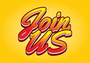 Join us. Text effect in good colors with 3D style