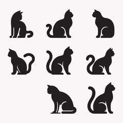 Vector cat silhouette view side for retro logos, Isolated on a white background.