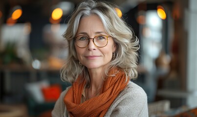 In a cozy office, an older professional woman exudes experience and competence, symbolizing reliability and expertise in her field.