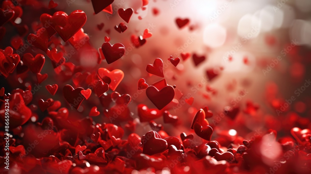 Poster a red background with many red hearts scattered throughout