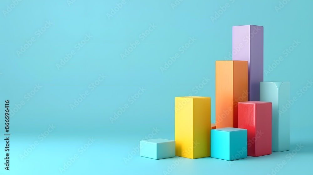 Aufkleber colorful 3d bar graph on a blue background representing data analysis, business growth, and statisti