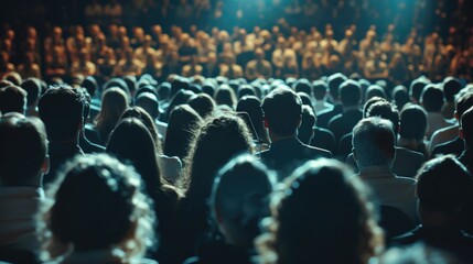 Obraz premium A crowd of people are sitting in a theater