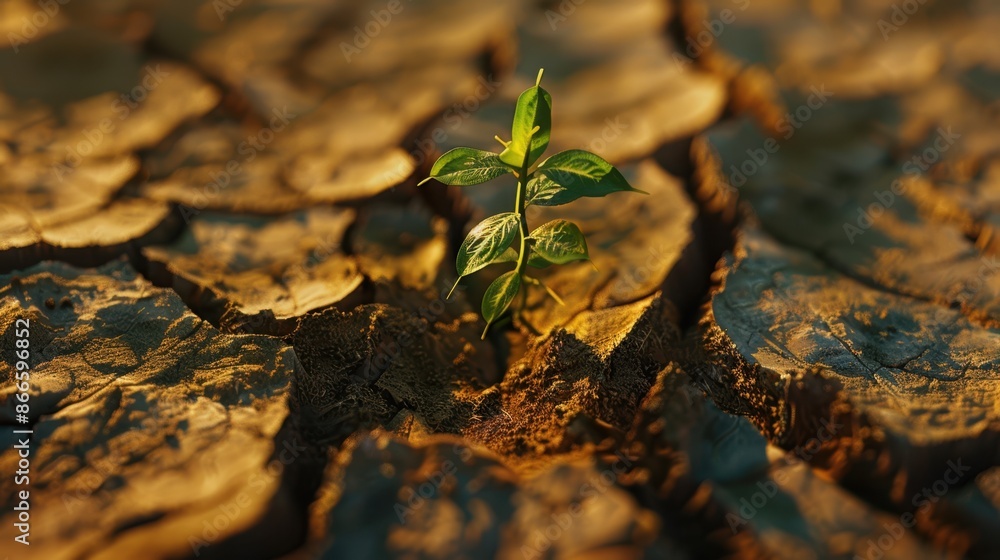 Wall mural the seedling in cracked soil